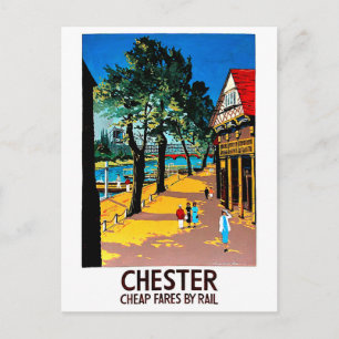 Chester, Engeland, stadshaven, spoorwegstation Briefkaart