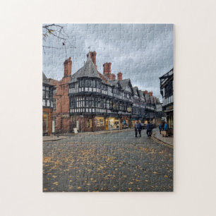 Chester-huizen in najaarspuzzel legpuzzel