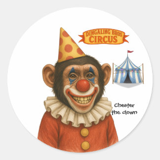 Chester the chimp clown ronde sticker