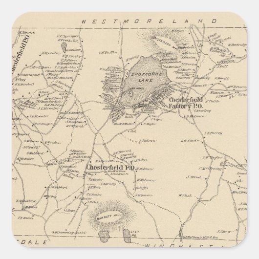 Chesterfield, Cheshire Co Vierkante Sticker (Voorkant)