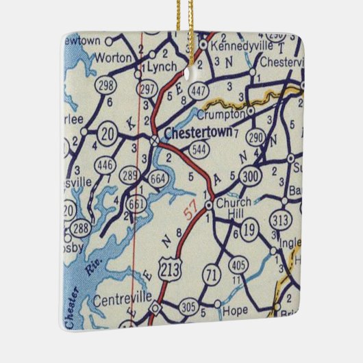 Chestertown MD Map Keramisch Ornament (Rechts)