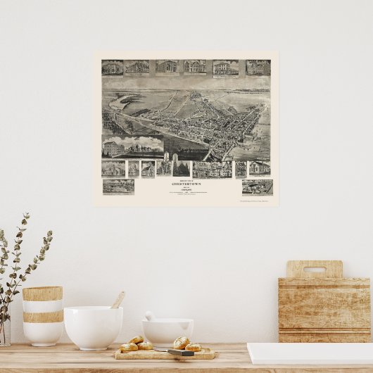 Chestertown, MD Panoramic Map - 1907 Poster (Keuken)
