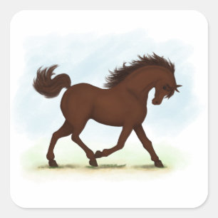 Chestnut Brown Horse Equestrian Vierkante Sticker