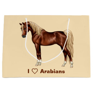 Chestnut Egyptisch Arabisch paard Flaxen Mane & Ta Large Cadeautasje
