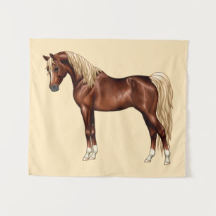 Chestnut Egyptisch Arabisch paard Flaxen Mane & Ta Wandkleed