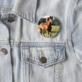 Chestnut Galloping Horse Button (In situ)