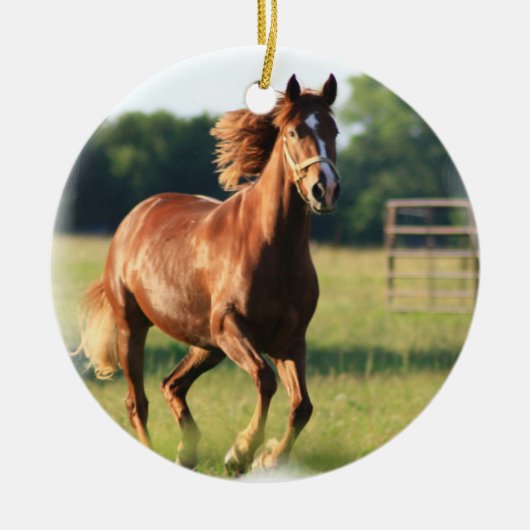 Chestnut Galloping Horse Ornament (Voorkant)