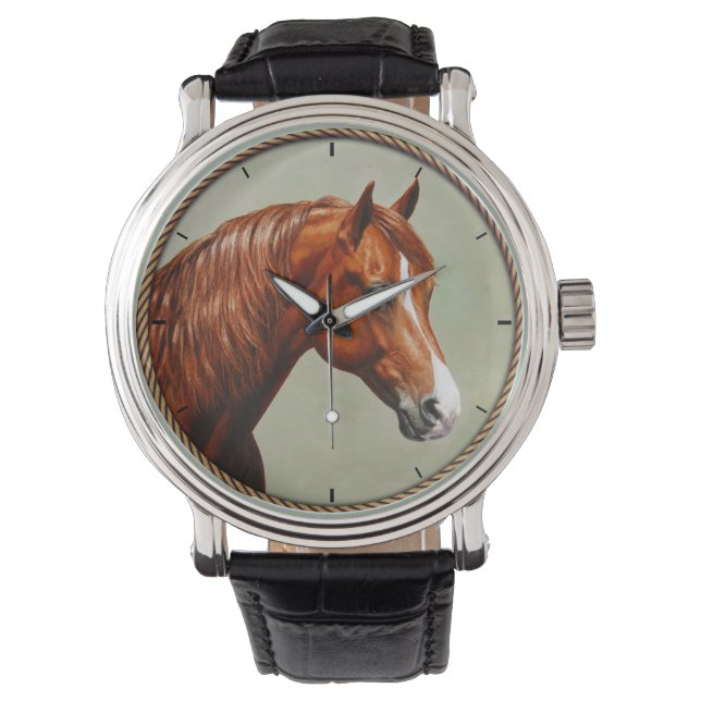 Chestnut Morgan Horse Horloge (Voorkant)