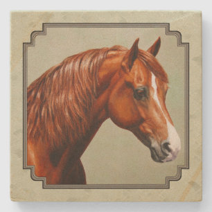 Chestnut Morgan Horse Sage Green Stenen Onderzetter