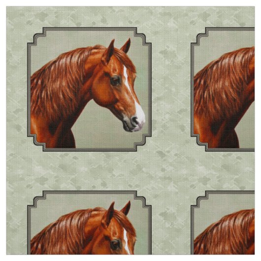 Chestnut Morgan Horse Sage Green Stof (Swatch)