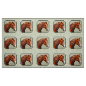 Chestnut Morgan Horse Sage Green Stof (Fat Quarter)