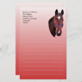 Chestnut Paard Briefpapier (Voorkant / Achterkant)