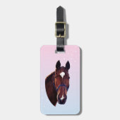 Chestnut paard met witte ster bagagelabel (Voorkant verticaal)