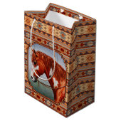 Chestnut Pinto Horse Southwest Indian Design Medium Cadeauzakje (Achterkant Gekanteld)