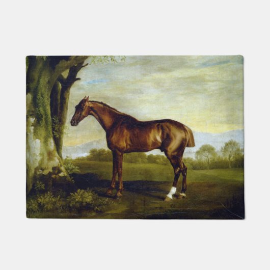 Chestnut Racehorse in a Landscape (George Stubbs) Deurmat (Voorkant)