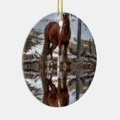 Chestnut Ranch Horse and Pond Reflection Keramisch Ornament (Rechts)