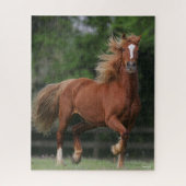 Chestnut Welsh Pony Mane en Tail stromend Legpuzzel (Verticaal)