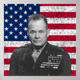 Chesty Puller en de Amerikaanse vlag Poster