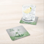 Cheval à Bascule Blanc Vert Noël Sous-Verre en Pap (En situation)