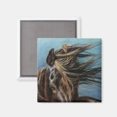Cheval à crinière soufflée au vent : magnet (Recto/Verso)