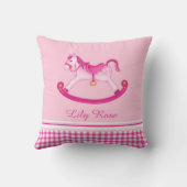 Cheval à rocher aquarelle rose nom enfants coussin (Verso)