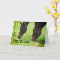 Cheval Amis Pâturage Animal Carte Anniversaire