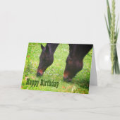 Cheval Amis Pâturage Animal Carte Anniversaire (Devant)