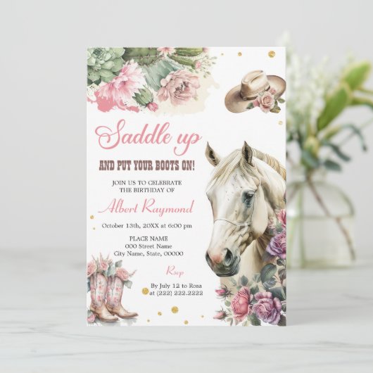 Cheval Anniversaire Invitation fille fille fille r (Debout devant)