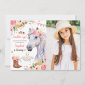 Cheval Anniversaire Invitation fille fille fille r (Devant)