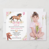 Cheval Anniversaire Photo Invitation Cowgirl (Devant)