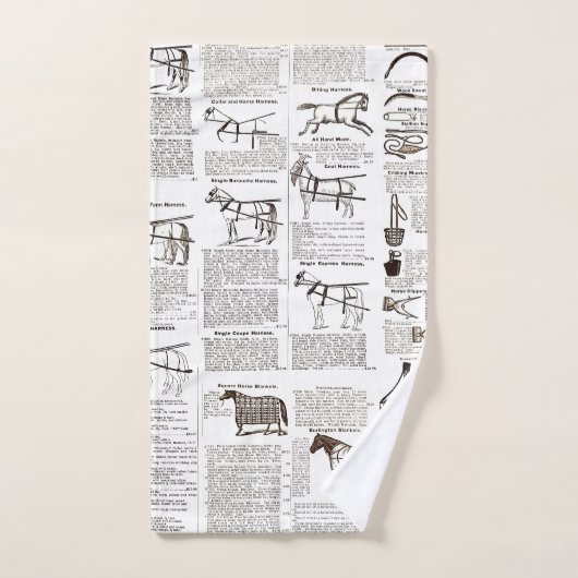 Cheval Antique Publicité Journal Art (Serviette à main)