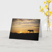 Cheval au coucher du soleil carte de sympathie (Fleur jaune)