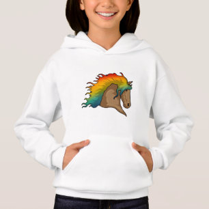 Cheval avec cheveux arc-en-ciel