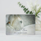 Cheval blanc et oiseau dans un Merci de neige hive (Debout devant)