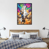 Cheval blanc expressionniste abstrait sur toile (Insitu(Chambre))