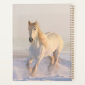 Cheval Blanc Galloping à travers la neige (Dos)