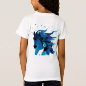 Cheval bleu et un T-shirt des filles de fille (Dos)