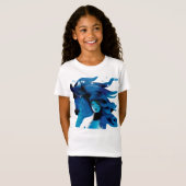 Cheval bleu et un T-shirt des filles de fille (Devant entier)