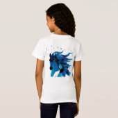 Cheval bleu et un T-shirt des filles de fille (Dos entier)