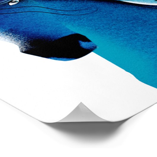 Cheval bleu et une affiche de fille (Coin)