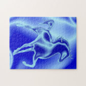 Cheval bleu Jigsaw Puzzle cadeau (Horizontal)
