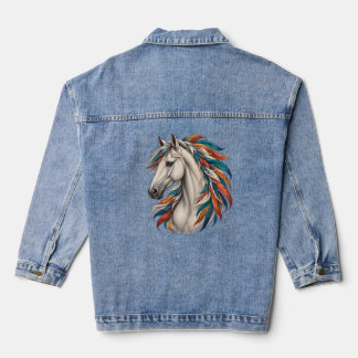 Cheval Boho à Crinière Emplumée Denim