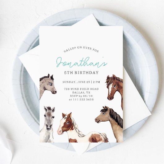 Cheval Boho Cowboy Invitation d'anniversaire