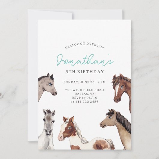 Cheval Boho Cowboy Invitation d'anniversaire (Devant)
