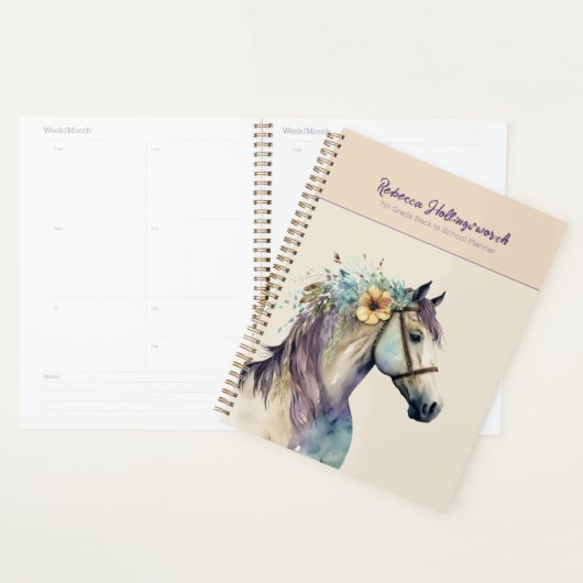Cheval Boho Violet Personnalisé De Retour À L'Écol (Devant avec enveloppe)