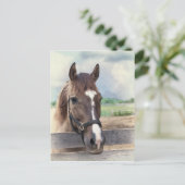Cheval Brown avec carte postale Bridle (Debout devant)