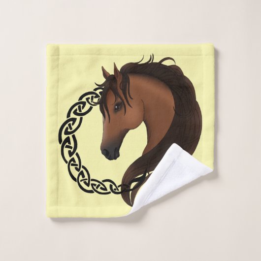 Cheval Brown celtique Jaune (Gant de toilette)
