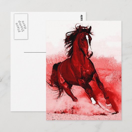 Cheval Browny Red Artwork Carte postale (Devant / Derrière)