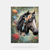 Cheval brun dans les fleurs. (Recto)