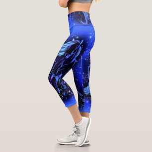 Cheval Capri Leggings Courir Dans La Nuit Bleue ét